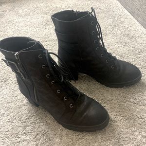 Pop women black lace up boots